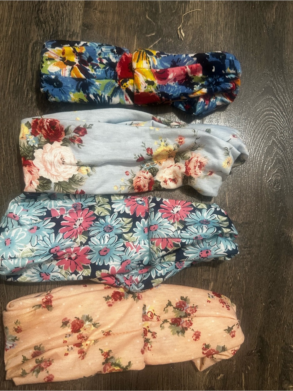 Source Unknown Floral Fabric Headband Set — Blue, Light Blue, Navy, Peach